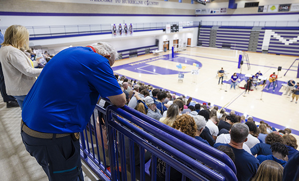 Chaplain Praying at Basket Ball Game