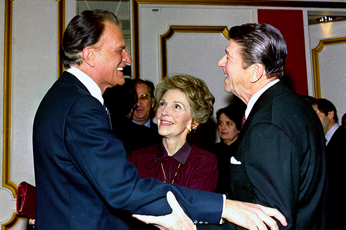 Billy Graham with President Ronald Reagan and First Lady Nancy Reagan