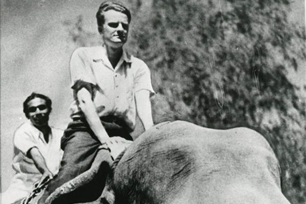 Billy Graham Riding an Elephant