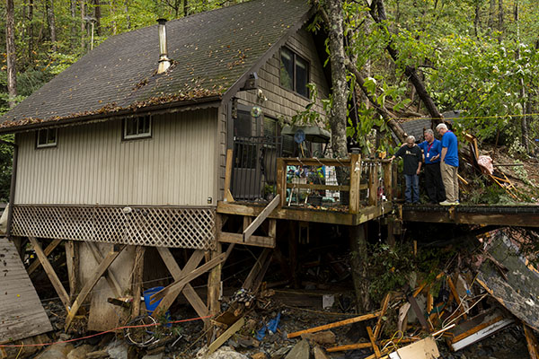 Chaplains Praying for Home Owner Whose House is Destroy by Hurricane Helene