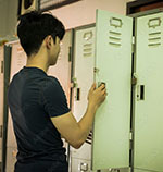 Student Using School Locker