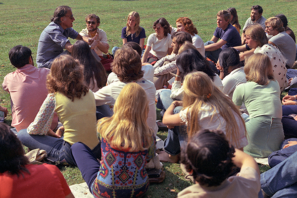 Billy Graham Talking with Students