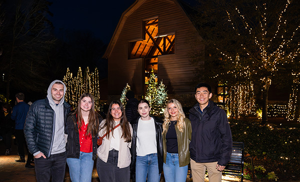 Men and Women Enjoying Christmas at the Library