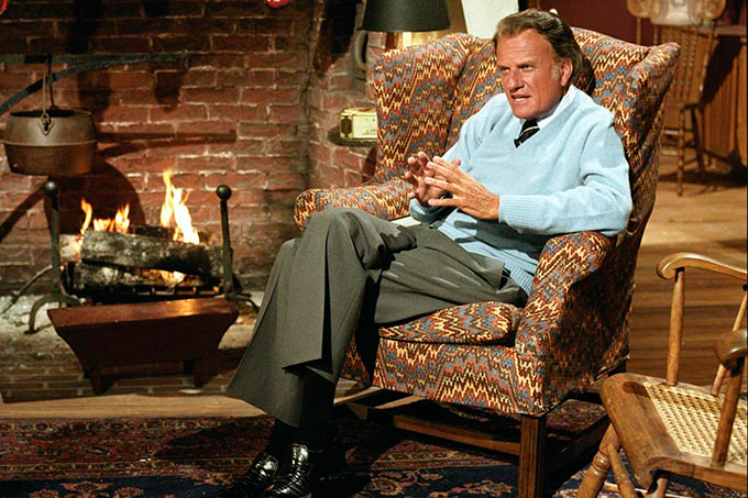 Billy Graham Sitting Fireside